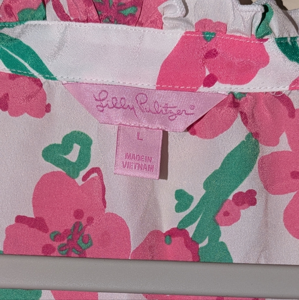 Lilly Pulitzer Pink Floral Ruffle Blouse - Picture 7 of 7
